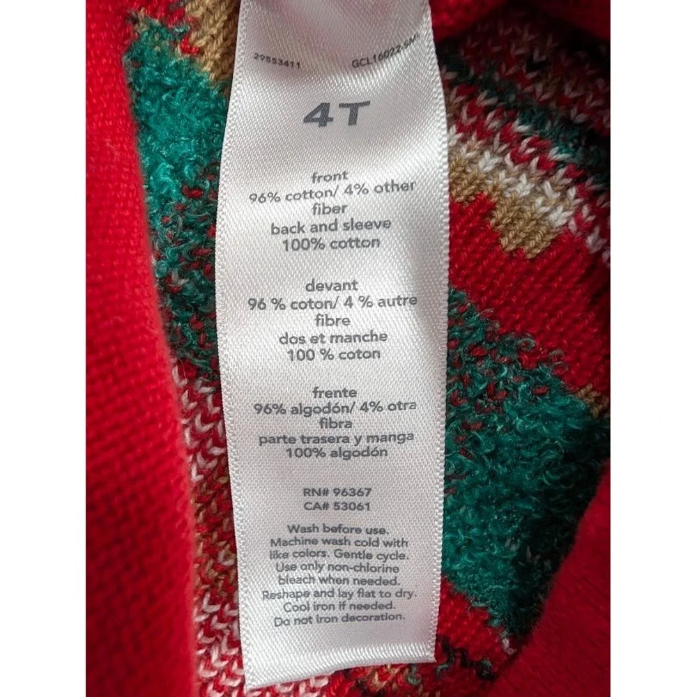 OshKosh B'gosh Kids Red Gingerbread Oh Snap Holiday Christmas Sweater 4T